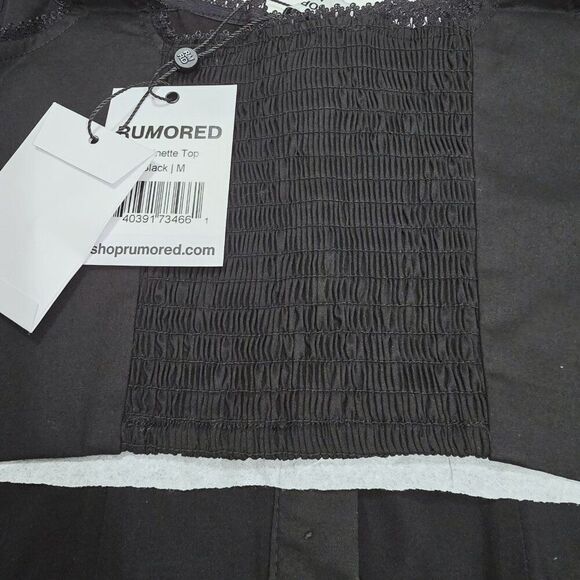 Nwt RUMORED - M - Antoinette Black Corsetry Smock Back Top - Picture 8 of 8